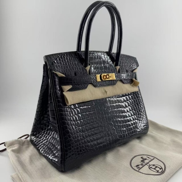 Hermes Birkin 30 in black crocodile skin - Picture 4 of 10